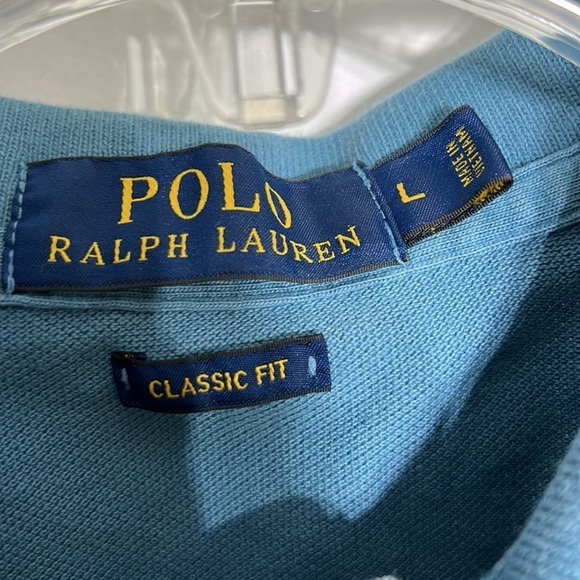 Polo Ralph Lauren slate blue spring short sleeve quarter button up large shirt - Picture 3 of 5